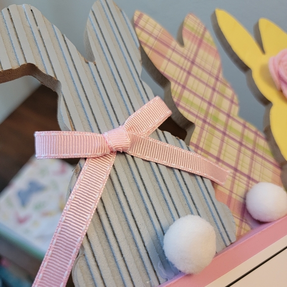 Easter Decoration & Kitchen Dishcloth Set Spring Bunny Butterfly Herbs Pastels - Picture 6 of 7
